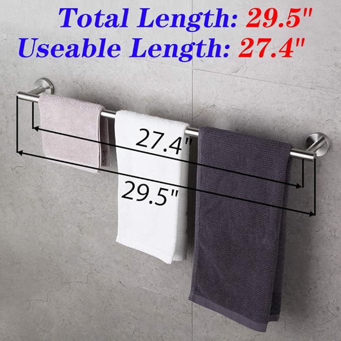 GERZWY Bathroom Towel Bar 30-Inch Stainless Steel Towel Bar Contemporary Style Wall Mount for Bath Kitchen, Brushed Finish AG1101C75-LS