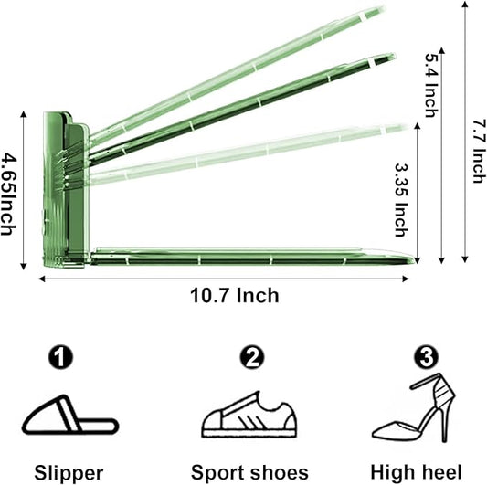 CiBiZi Clear Shoe Slots Organizers 12Pack Shoes Stacker Organizer for Closet Shoe Stackers for a Pair of Shoes Shoe Display Shelf Shoe Rack Holders Space Saver Organizador de Zapatos (Green)-NeatNest