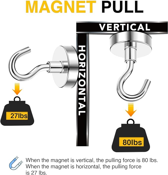 DIYMAG Magnetic Hooks, 80 LB Heavy Duty Strong Magnet with Hooks, Strong Rare Earth Neodymium Magnet Hooks for Hanging, Magnetic Hanger for Curtain, Home, Kitchen, Workplace, 20 Packs-NeatNest