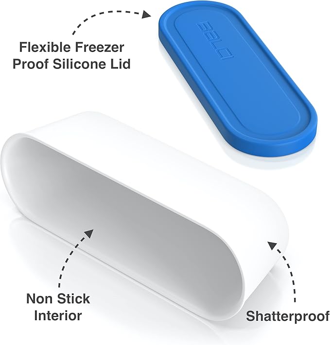Ice Cream Containers - 2 Quart Ea. (Set of 2) - Premium Reusable Freezer Storage for Homemade Ice Cream Tub for Sorbet, Frozen Yogurt - Flexible Silicone Lids, Long Scoop, Stackable - Blue