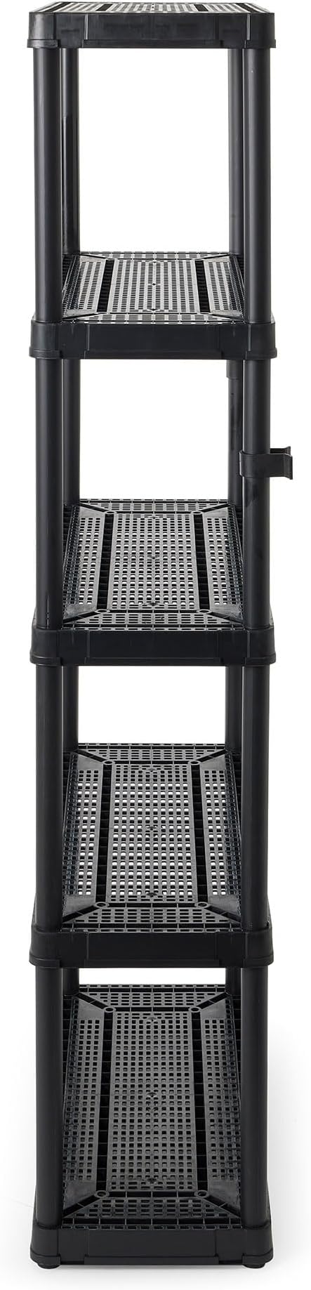 Gracious Living 5 Shelf Fixed Height Ventilated Medium Duty Storage Unit 14 x 32 x 72" Organizer System for Home, Garage, Basement, & Laundry, Black