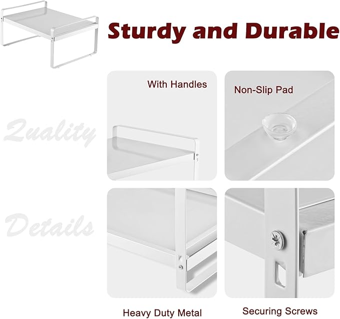 3 Pack Expandable Cabinet Shelf Organizer Kitchen Shelf Riser Stackable Pantry Shelves Kitchen Organizers and Storage Metal Spice Rack Countertop Organizer Cupboard Adjustable Shelfs Desk Rack Shelf-NeatNest
