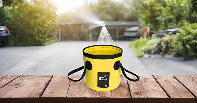 BANCHELLE Collapsible Bucket Water Container Portable Folding Camp Wash Basin for Outdoor Traveling Hiking Fishing Car Washing Gardening Camping (Yellow, 12L)-NeatNest