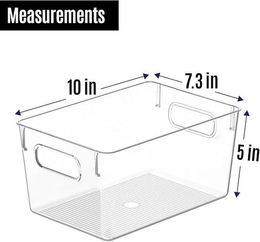 Clear Plastic Storage Bins, Pantry Organizers and Storage Containers Fridge Organizer Bins for Organizing Kitchen Cabinet Organizer Bin Bathroom Freezer Refrigerator Organization-NeatNest