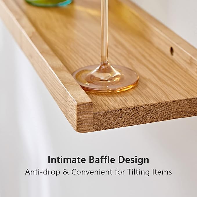 Floating Shelf, Natural Oak Wood, 36 Inch, Wall Storage, Display Picture Ledge, for Bedroom, Living Room, Bathroom, Office, Kitchen-NeatNest