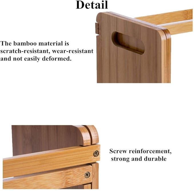 Bamboo Desktop Bookshelf Adjustable Storage Organizer Display Shelf Rack,Countertop Platforms, Book Stands Shelves-NeatNest