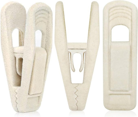 Beige Velvet Hangers Clips (80-Pack), Non-Slip Strong Velvet Clips for Velvet Skirt Hangers, Velvet Pants Hanger Velvet Clips Fit for Thin Velvet Clothes Suit Hangers-NeatNest