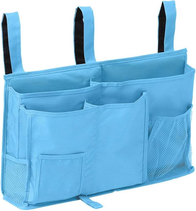Createy Bedside Caddy Hanging Organizer Storage Bag Pocket for Bunk and Hospital Beds, College Dorm Rooms, Baby Bed Rails, Camp - 4 Pockets and 2 Hooks-NeatNest