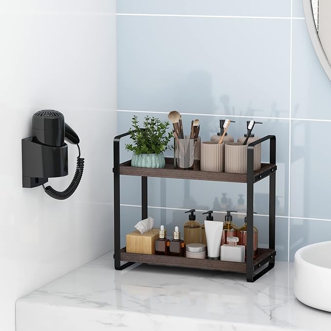 Bathroom Counter Organizer,Bathroom Countertop Organizer,Counter Shelf,Countertop Storage,Organization and Storage,Makeup Shelf,Sink Caddy(Brown 2 Tier)-NeatNest