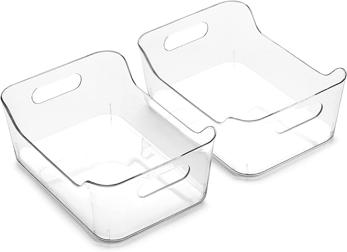 BINO | Plastic Storage Bins, Small - 2 Pack, Clear | THE SOHO COLLECTION | Pantry Organizers and Storage Containers Fridge Organizer Bins Kitchen Cabinet Organizer Medicine Cabinet Bin-NeatNest