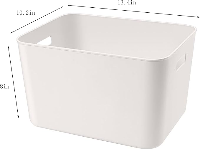 Set of 3 Plastic Storage Bin,13.4x10.2x8'' Versatil Kitchen Pantry,Desk,Office and Drawer,Plastic Organizer Container Under Bed,Under Sink Bathroom Organizer (Large)-NeatNest
