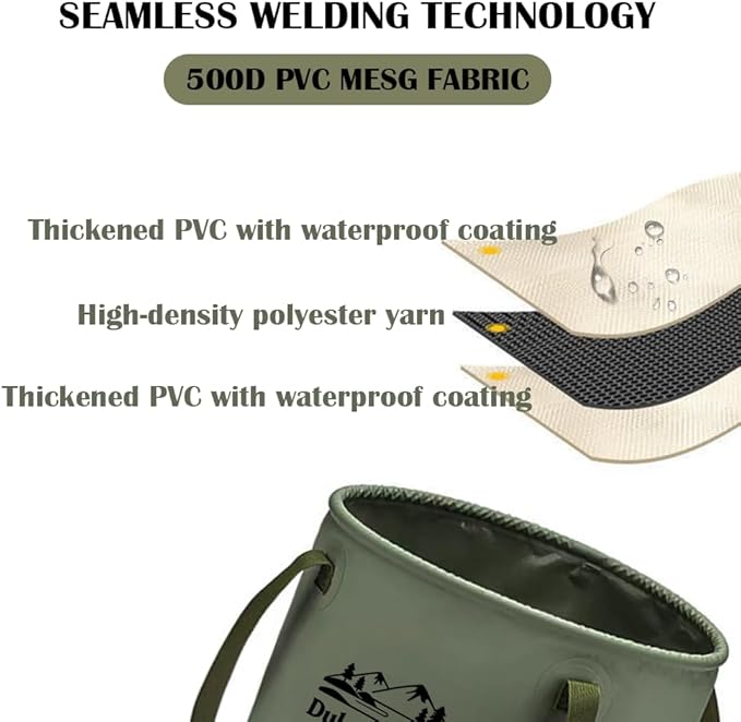 Multifunctional Collapsible Water Bucket: Portable Water Container for Camping - Wash Basin with Handles & Reinforced Sides for Outdoor Travel Fishing Hiking Car Washing - 2.6 Gallon (10L)