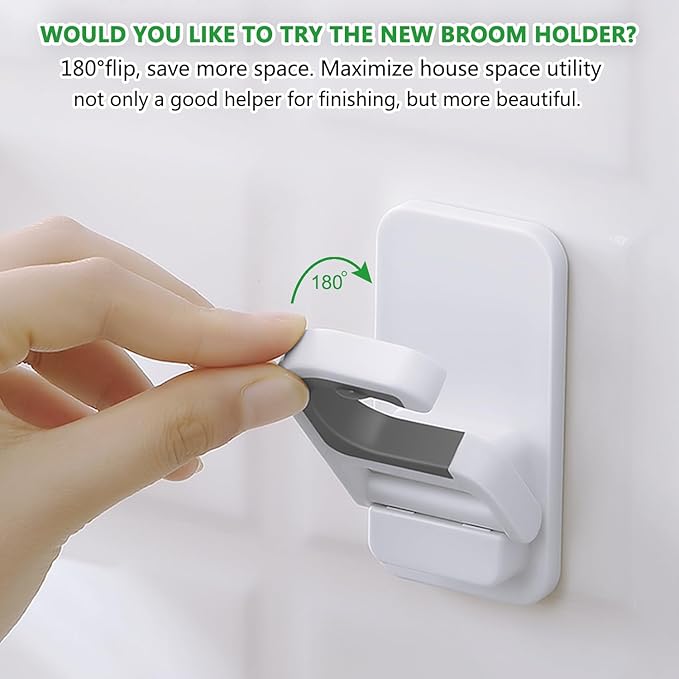 4pack Broom Holder Wall Mount Mop Holder Broom and Mop Gripper Self Adhesive No Drilling Anti-Slip Mop Handle Hanger Household Cleaning Organizer, Holds up to 6 lb-NeatNest