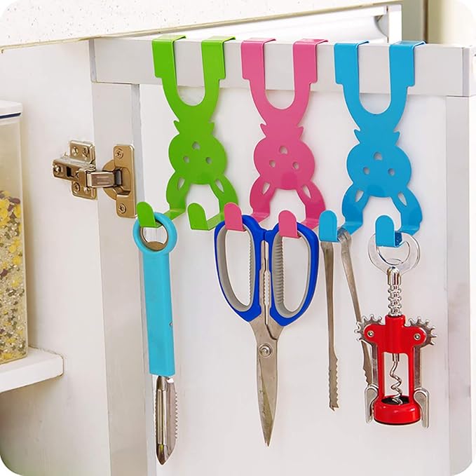 eywlwaar Cute Over The Door Hooks Sturdy Metal Single Hooks for Hanging Coats,Towels,Clothes and More 5 Pack