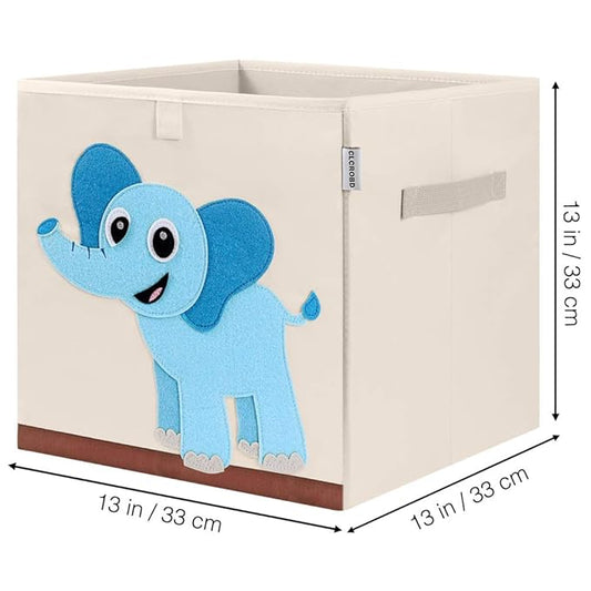 CLCROBD Foldable Animal Cube Storage Bins Fabric Toy Box/Chest/Organizer for Kids Nursery, 13 inch (Elephant)-NeatNest