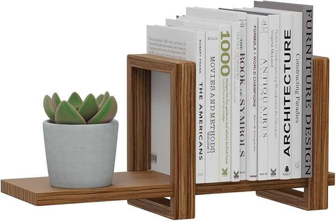 Adjustable Desktop Bookshelf, Retro Tabletop Bookshelf, Desk Shelf for Top of Desk in Living Room, Home, Office, Perfect for Magazine, Books, Cookbooks, No Tools Required to Assemble (Brown)-NeatNest