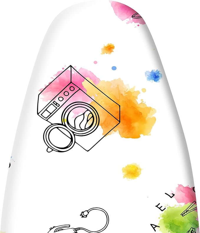 Extra Thick Ironing Board Cover and Pad, 15x54 Ironing Board Cover, Resist Scorching and Staining,Elastic Edges,Art of Life Iron Sew Laundry Watercolor