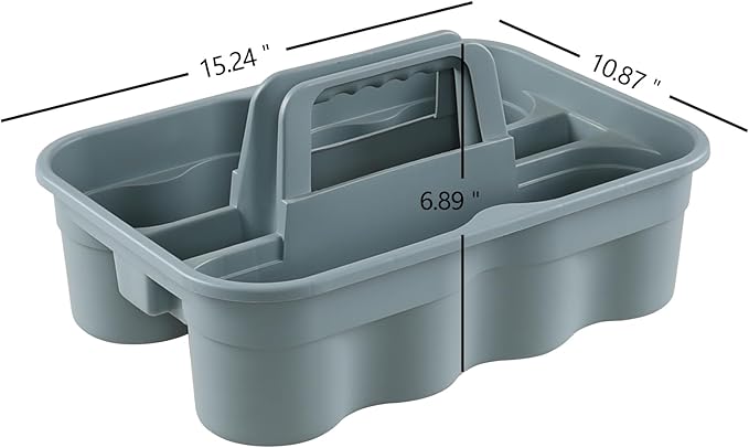 4-Pack Plastic Cleaning Caddy with Handle, Plastic Cleaning Tool Caddy, Gray