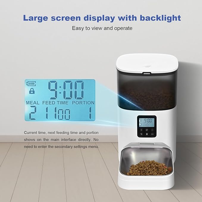 Automatic Cat Feeder, 4L Cat Food Dispenser with 10s Voice Recorder, Pet Feeder up to 8 Meals per Day, Timed Cat Feeder with Dry Food Sealed Ring (Jade White, 4L)-NeatNest