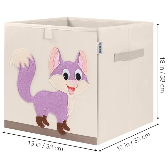 CLCROBD Foldable Animal Cube Storage Bins Fabric Toy Box/Chest/Organizer for Kids Nursery, 13 inch (Fox)-NeatNest