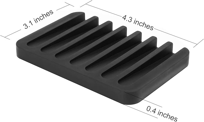 Anwenk Soap Dish for Shower Waterfall Soap Holder Soap Tray Soap Saver Drainer Flexible Silicone for Shower/Bathroom/Kitchen/Counter Top,Keep Soap Bars Dry Clean,Easy Cleaning-Black 1Pack-NeatNest