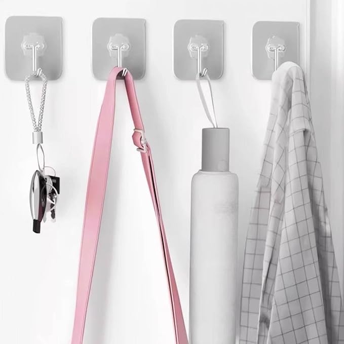 DDMY 24 Packs Hooks for Hanging 50lb Wall Hooks Transparent Reusable Waterproof Adhesive Hook for Kitchen Curtain, Towel Hook for Bathrooms, Heavy Duty Self Coat Hook for Walls No Damage-NeatNest