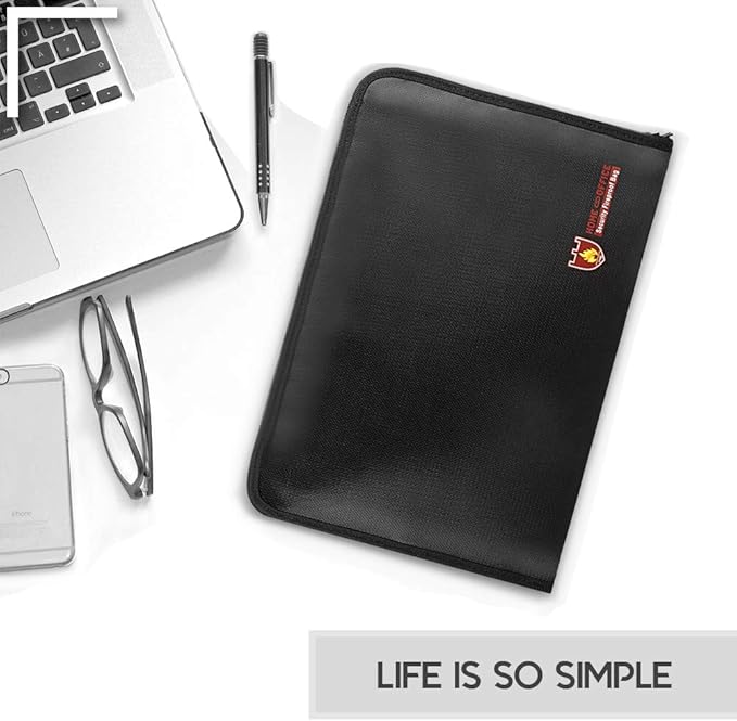 Fireproof Document Bag Fire & Water Resistant File Folder A4 Size 12 Pockets Fireproof Waterproof Safe Document Holder, Non-Itchy Silicone Coated Portable Filing Pouch for Legal Document(Colorful)