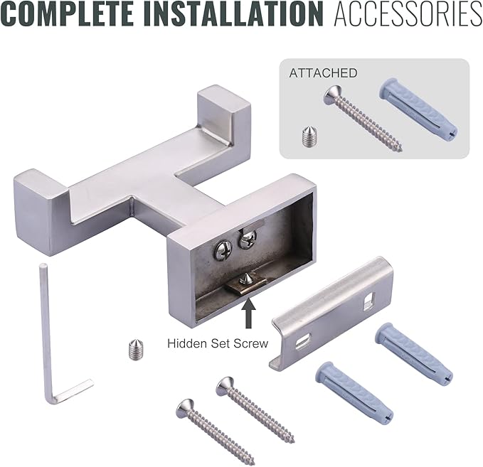 Double Bathroom Towel Hook for Wall Mounted - Brushed Nickel Modern Towel Holder - Heavy Duty Coat Robe Hooks for Wall - Stainless Steel Shower Towel Hanger