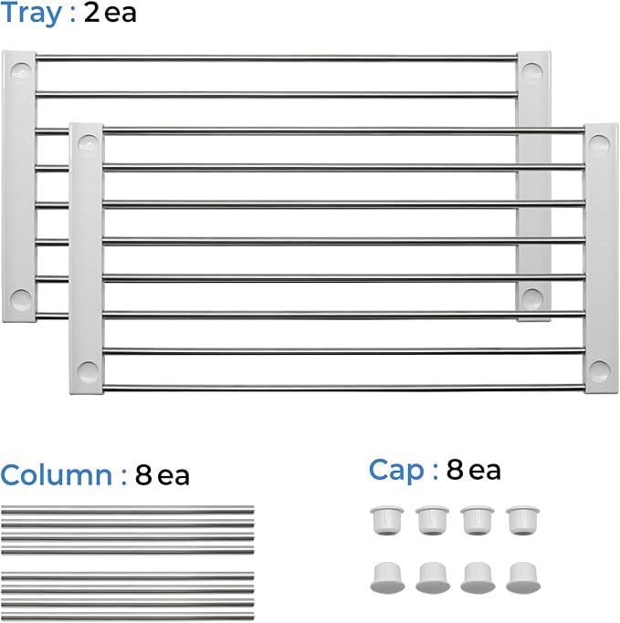 carrotez Cabinet Organizer Shelf, Set of 2 Stackable Kitchen Counter Shelves, Kitchen Cabinet Organizers and Storage, Pantry Storage Shelf Organizer, 15.7 x 7.8 x 6.1 - White-NeatNest