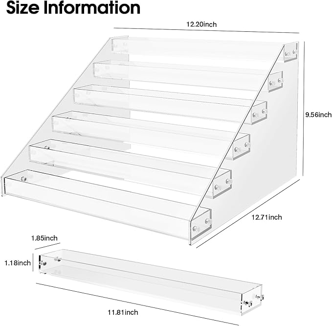 Acrylic Display Shelf,Risers Display Stands,Perfume Organizer,Cupcake Stand,Tiered Display Stand,Sticker Display,Card Stands For Display,Card Display Stand,Figure Display,Spice Rack(6 Tier)-NeatNest