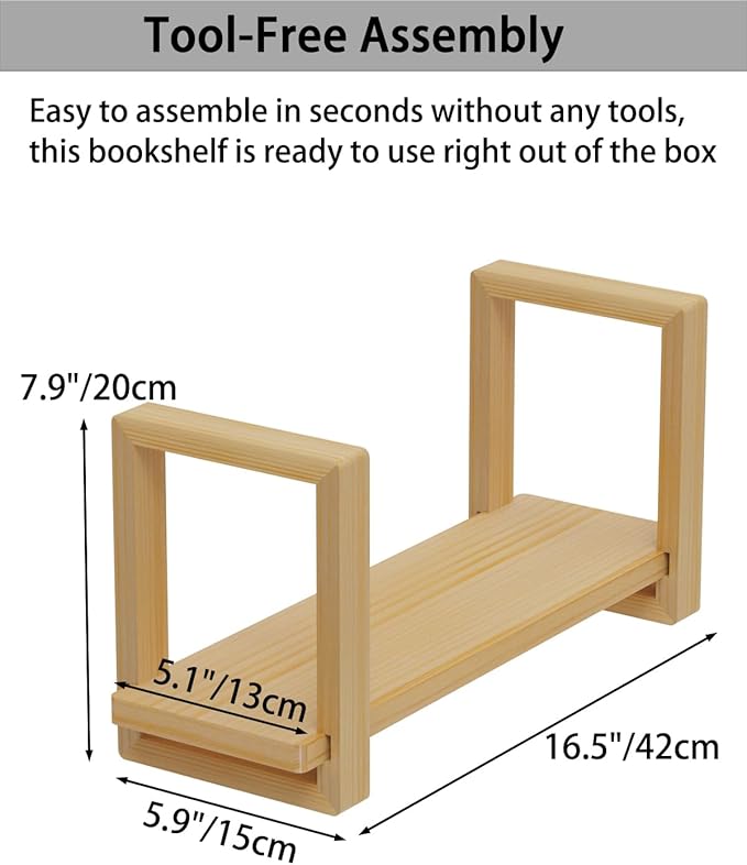 Adjustable Desktop Bookshelf, Retro Tabletop Bookshelf, Desk Shelf for Top of Desk in Living Room, Home, Office, Perfect for Magazine, Books, Cookbooks, No Tools Required to Assemble (Yellow)-NeatNest