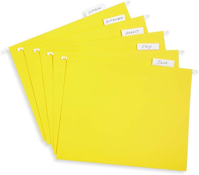 Blue Summit Supplies Hanging File Folders, 25 Reinforced Hang Folders, Designed for Home and Office Color Coded File Organization, Letter Size, Yellow, 25 Pack-NeatNest