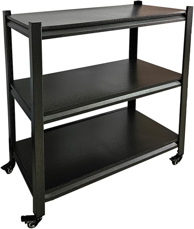 3-Tier Garage Storage Shelves,Heavy-Duty Unit with Wheels,Easy to Assemble Adjustable Metal Garage Shelving for Kitchen Warehouse Tool Room(Size:80cmX40cmX80cm)