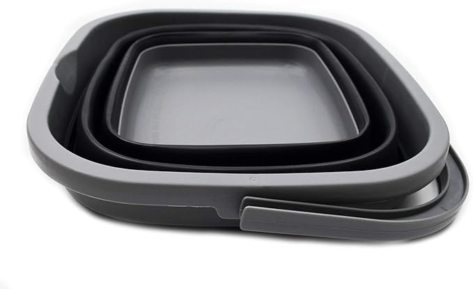 SAMMART 11L (2.9 Gallon) Collapsible Rectangular Handy Bucket (1, Grey/Black)-NeatNest