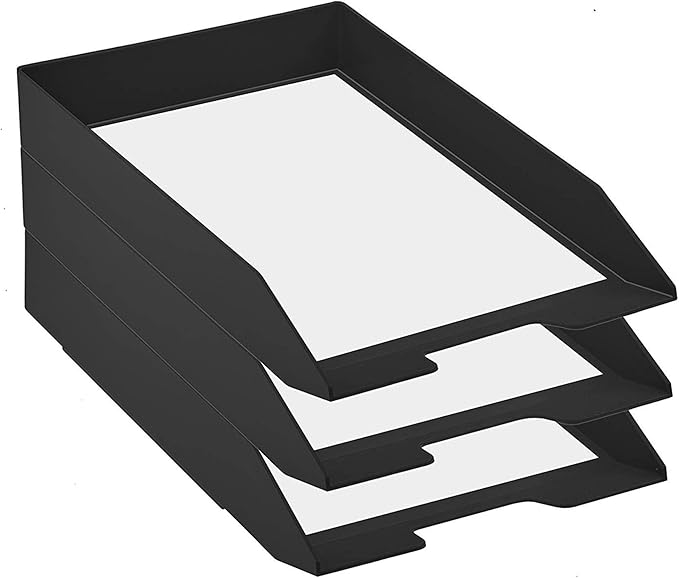 Acrimet Stackable Letter Tray Front Load, Letter Size, Plastic, Black Color, 1 Unit-NeatNest
