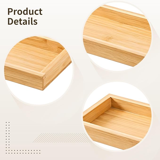 Bamboo Utensil Organizer Set, Small Silverware Organizer with Two Versatile Trays, Wooden Drawer Storage Solution for Kitchen Essentials, 29 x 11 x 3 cm, Natural Finish