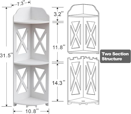 Corner Shelf Stand, Storage Organizer Great for Bathroom, Corner Shelf Perfect for Small Space,Waterproof Stand Also Use for Toilet Paper Stand,White-NeatNest