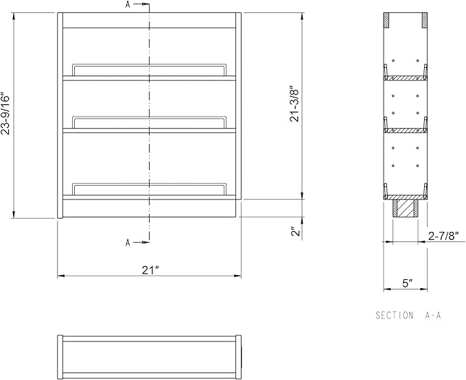 Dowell 5" Base Pull-out Spice Organizer with Adjustable Shelves for Base Kitchen Cabinet, Bottom Mounted Soft Close Slides - 4004 0524 | Soft-Close Wooden Slide Out Spice