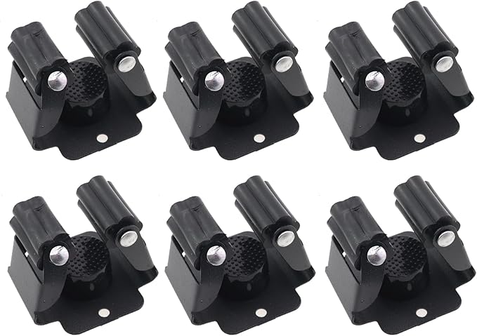 6PCS Broom Holder Wall Mount 50mm Dustpan Gardening Tools Mop Clip Broom Holder Wall Mount for Garage Garden Shed Storage System Laundry Home Kitchen Organizer Black