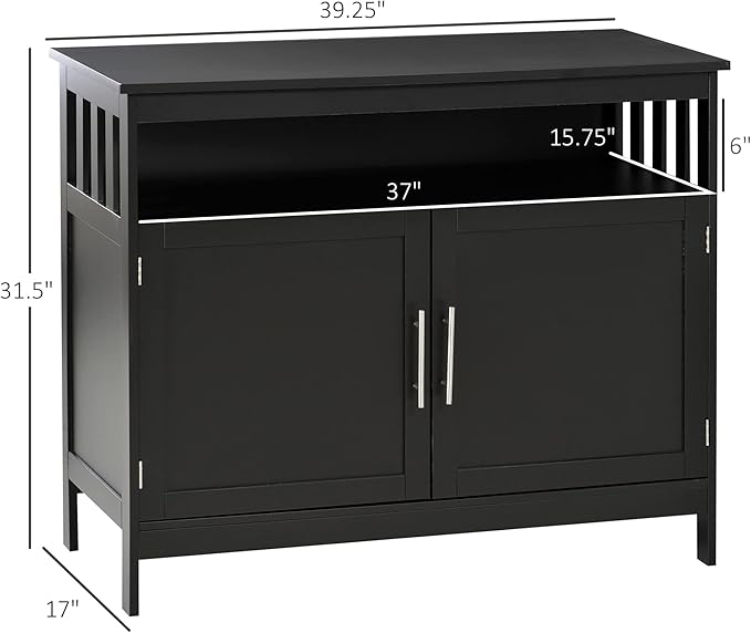 HOMCOM Sideboard Buffet Cabinet, Modern Coffee Bar Cabinet with 2-Level Shelf and Open Compartment, Black-NeatNest