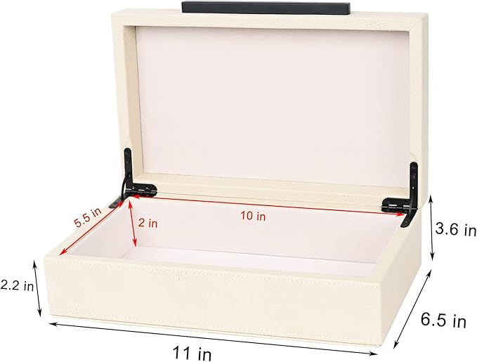Beige Faux Leather Shagreen Decorative Storage Box - Small Jewelry Organizer & Keepsake Box with Lid for Home Decor-NeatNest