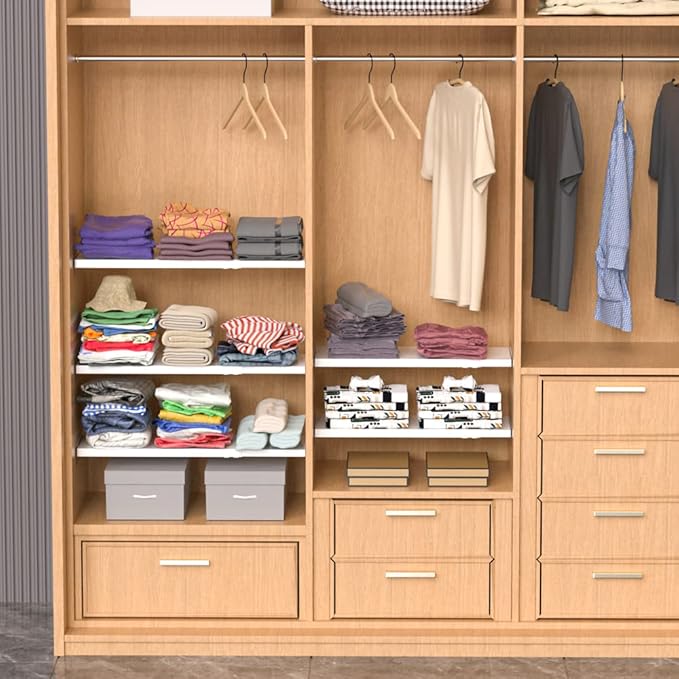 Expandable Closet Tension Shelf with Strong Adhesive Hanging Shelves Closet Divider Separator Storage Shelves for Cabinet Wardrobe Cupboard, 3 Pack (L:16.9'' to 31.5"; W:11.8'')-NeatNest