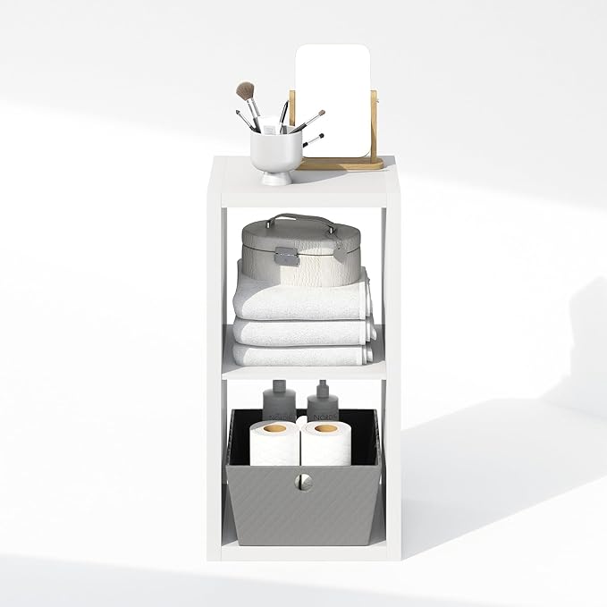 Furinno Cubic Open Back Multipurpose Clothing & Closet Storage Organizer Shelf, 2-Cube, White