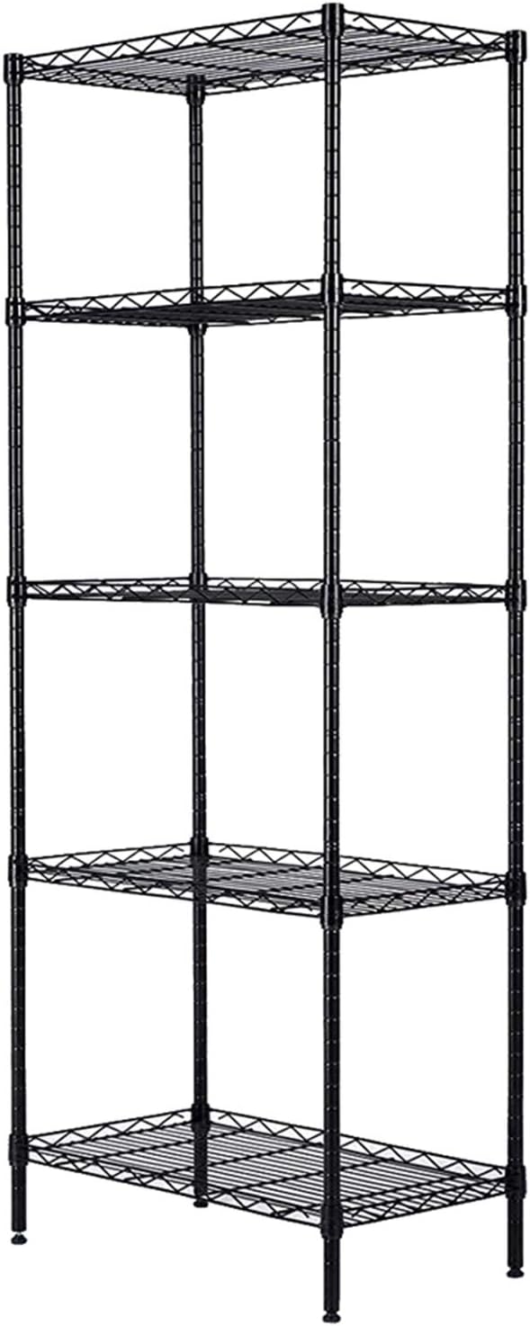 5 Tier Adjustable Metal Storage Rack Wire Shelving Unit for Pantry, Closet, Kitchen, Laundry, Bathroom (Black, 7-5-Layer)
