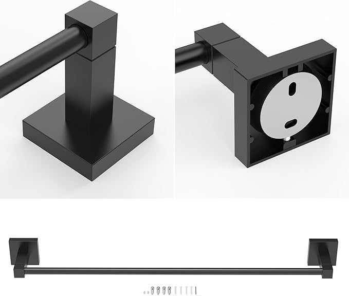 RUACQ Towel Bar 24inch, Towel Racks for Bathroom, 304 Stainless Steel Towel Holder Wall Mounted, Heavy Duty Bathroom Decor Towel Rod (Matte Black)