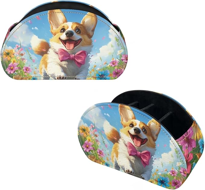 Cute Corgi Dog Bow Tie Print Remote Control Holder with 5 Compartments, Lightweight Office Desk Organizers - Couch/TV Stand/Bedside Table/Home Theater Accessory - Desktop Caddy-NeatNest