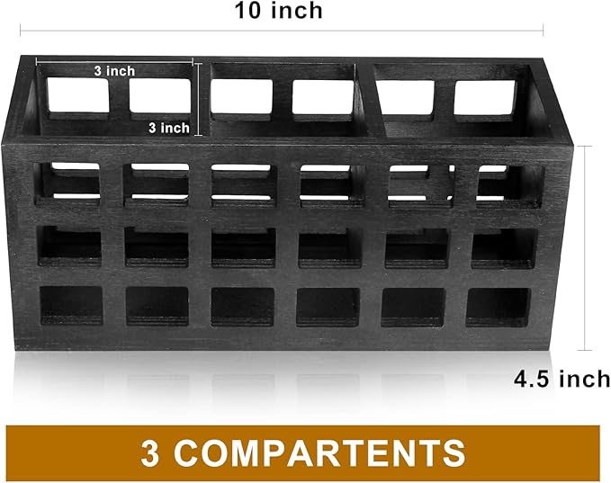 Farmhouse Wooden Silverware Utensil Caddy Cutlery Holder Utensil Holder Organizer for Kitchen Countertop Party Table Fork and Spoon Holders Storage Wood Silverware Basket Picnic Flatware Caddy-NeatNest