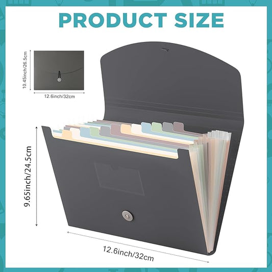 Cholemy Expanding File Folder 13 Pockets File Organizer with Labels A4 Letter Size Receipt Document Organizer Plastic Expandable Filing Folders for Office, Home(Gray)-NeatNest