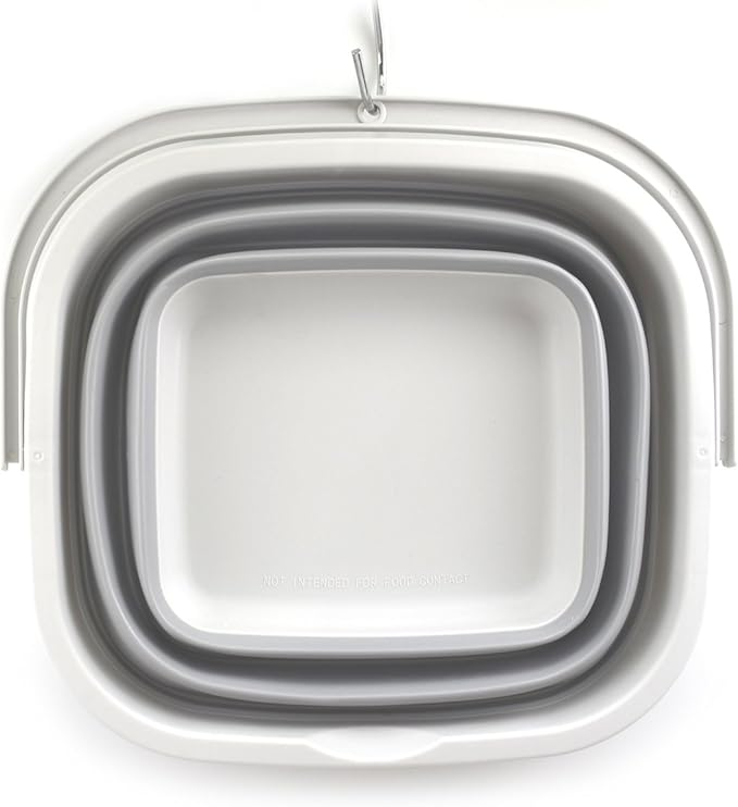 SAMMART Set of 2-11L (2.9 Gallon) Collapsible Rectangular Handy Basket/Bucket (2, Grey)-NeatNest