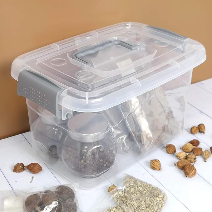 6 Quart Small Storage Bin, 6 Packs Plastic Storage Box with Lid